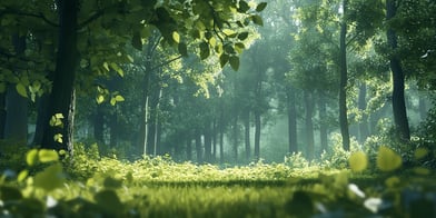 View of a forest with trees with many leaves